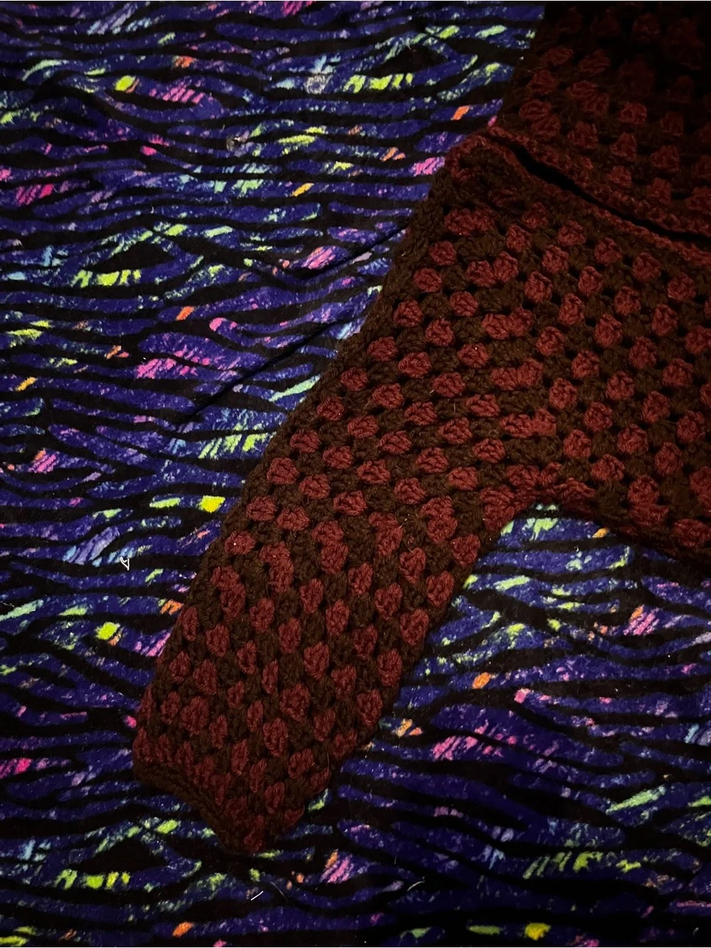 Kids Crochet cardigan in Brown & Purply brown
